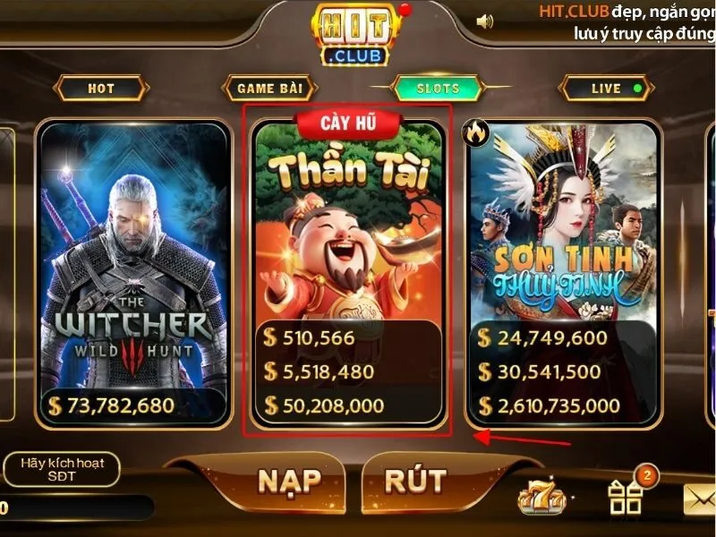 Các bước chơi game Thần Tài tại Hit Club đơn giản