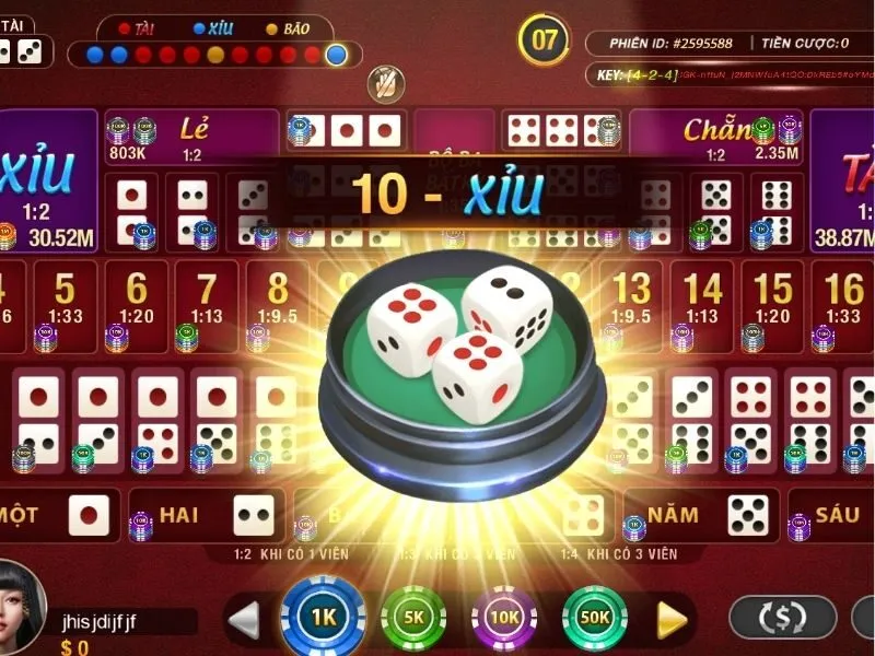 Các cửa cược Sicbo Tài Xỉu phổ biến tại Hit Club