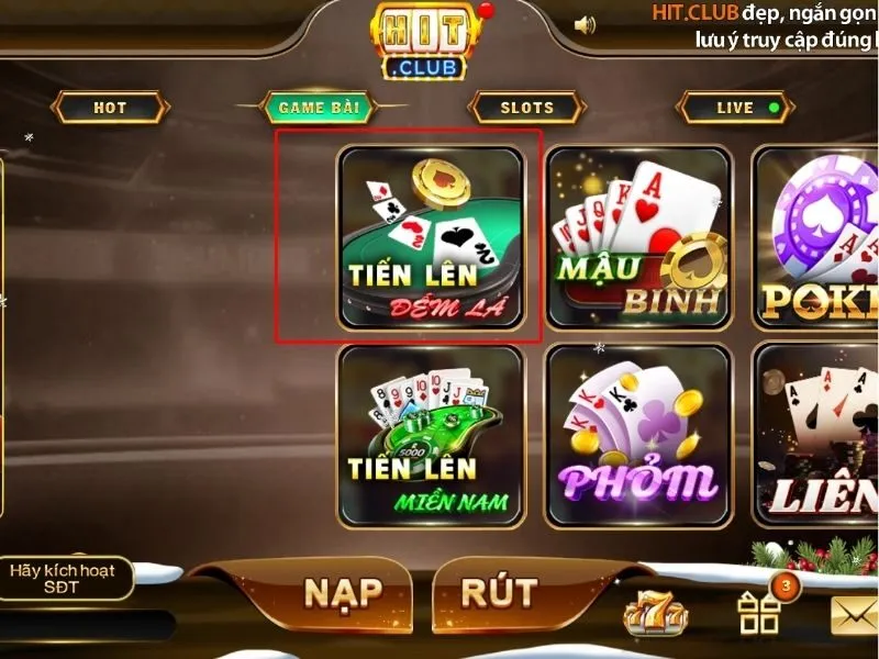 Game Tiến Lên Đếm Lá siêu phẩm tại Hit Club